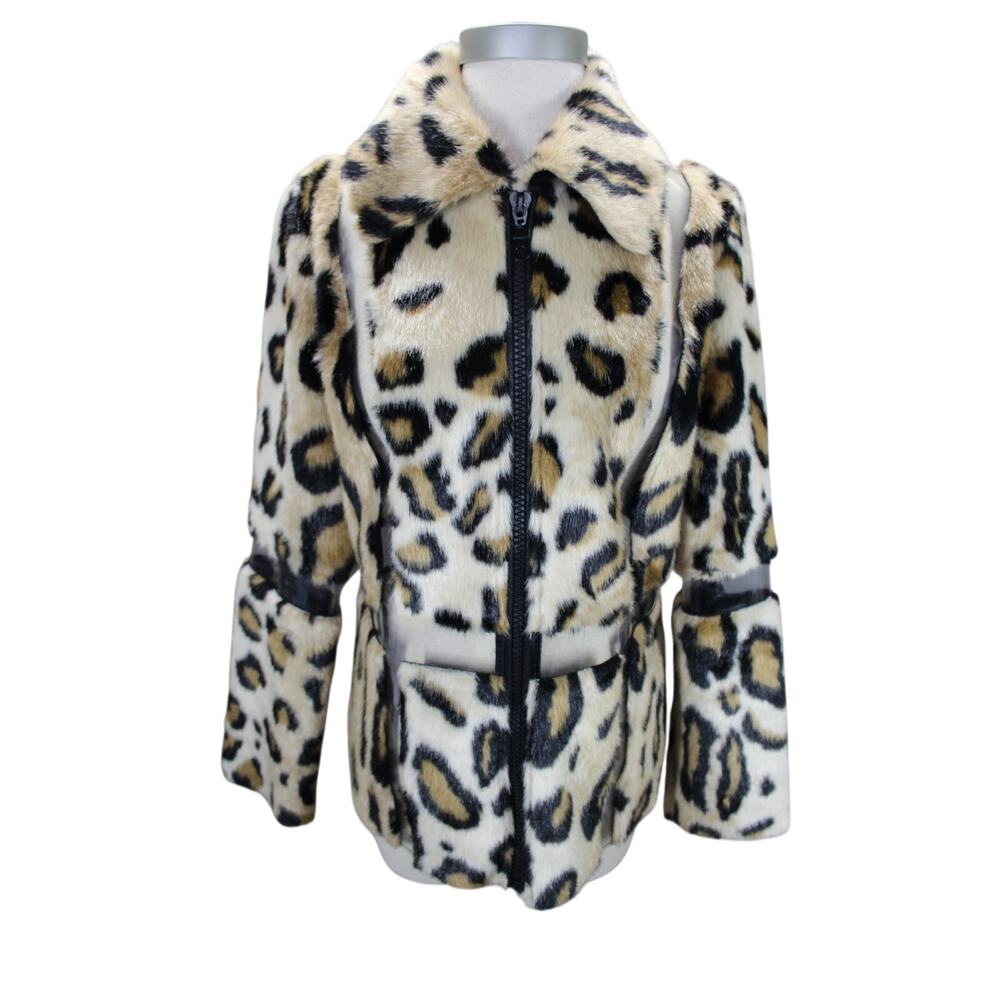 Alberto Makali leopard print faux fur coat Paneling Size Small